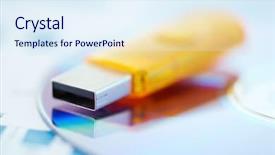  Presentation with flash - Presentation theme with usb - macro view of a flash-driver background and a sky blue colored foreground