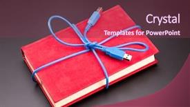  Presentation with cable - PPT theme enhanced with usb cable on book background and a violet colored foreground