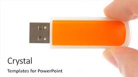  Presentation with memory computer - Audience pleasing PPT theme consisting of usb computer memory stick backdrop and a white colored foreground