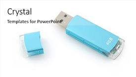  Presentation with flash - Presentation theme with usb flash drive in isolated background and a white colored foreground