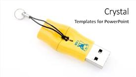  Presentation with flash - Presentation theme with usb flash drive in isolated background and a  colored foreground