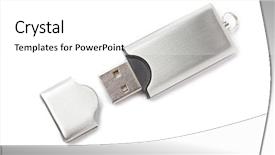  Presentation with flash - Colorful slide deck enhanced with usb flash drive isolated backdrop and a white colored foreground