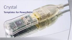  Presentation with flash - Cool new PPT theme with usb flash drive on white glass surface connected backdrop and a sky blue colored foreground