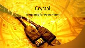  Presentation with light rays - Audience pleasing PPT theme consisting of usb plugs and sockets backdrop and a yellow colored foreground