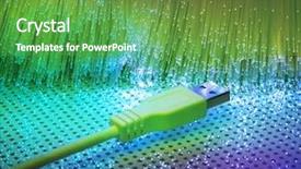  Presentation with fiber - Audience pleasing slide set consisting of usb plugs closeup with fiber optical background backdrop and a shamrock green colored foreground