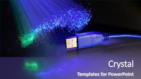  Presentation with fiber - PPT layouts featuring usb plugs closeup with fiber optical background background and a violet colored foreground