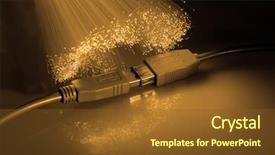  Presentation with fiber - Presentation enhanced with usb plugs closeup with fiber optical background background and a tawny brown colored foreground