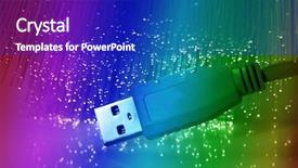  Presentation with optical - Amazing slide set having usb plugs closeup with fiber optical background backdrop and a royal blue colored foreground