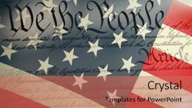  Presentation with usa flag - Audience pleasing presentation theme consisting of american constitution with usa flag backdrop and a coral colored foreground