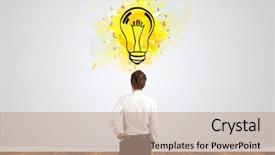  Presentation with case - PPT theme enhanced with use case - businessman looking to a wall background and a coral colored foreground