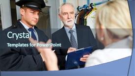  Presentation with take - Colorful PPT layouts enhanced with use case - policemen after burglary backdrop and a ocean colored foreground