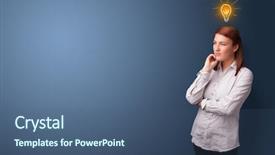  Presentation with idea - PPT theme featuring use case - young person looking for new background and a ocean colored foreground