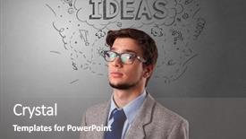  Presentation with reflection looking back to go forward - Beautiful presentation design featuring use case - young pretty person looking forward backdrop and a gray colored foreground