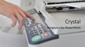  Presentation with machine - Colorful PPT theme enhanced with use of fax machines backdrop and a light gray colored foreground