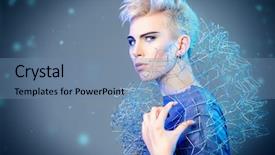  Presentation with futurism - PPT theme enhanced with use of metal wire background and a teal colored foreground