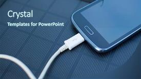  Presentation with sun energy - Colorful PPT theme enhanced with use of renewable energy - mobile backdrop and a ocean colored foreground