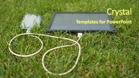  Presentation with renewable energy - Cool new PPT layouts with use of renewable energy - mobile backdrop and a tawny brown colored foreground