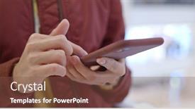  Presentation with mall - Cool new theme with use of smart phone in shopping mall backdrop and a tawny brown colored foreground