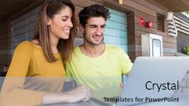  Presentation with cafe - Presentation theme consisting of use of the laptop computer background and a light blue colored foreground