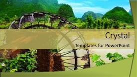  Presentation with water bamboo - PPT theme consisting of use of water power background and a yellow colored foreground
