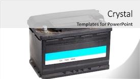  Presentation with volt - Slide deck consisting of used 12 volt starter battery background and a white colored foreground