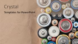  Presentation with environmental issues - Audience pleasing PPT layouts consisting of used-alkaline-batteries-of-different backdrop and a coral colored foreground