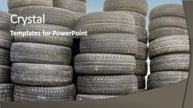  Presentation with tires - Beautiful PPT theme featuring used and worn car tires backdrop and a gray colored foreground