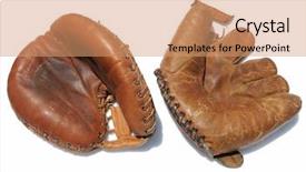  Presentation with mlb baseball in a glove - Colorful PPT theme enhanced with used baseball mitten and gloves backdrop and a coral colored foreground