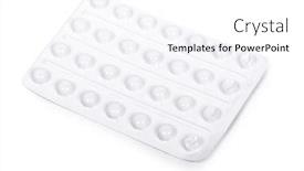  Presentation with pills - Audience pleasing slide set consisting of used-blister-pack-pills-isolated backdrop and a white colored foreground