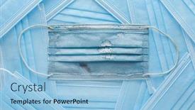  Presentation with safety ppe - Presentation design having used-broken-and-torn-medical background and a light blue colored foreground