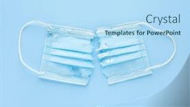  Presentation with safety ppe - Amazing presentation design having used-broken-and-torn-medical backdrop and a light blue colored foreground