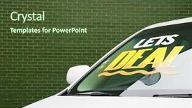  Presentation with dealership - Colorful slide set enhanced with used car dealership fragment backdrop and a  colored foreground