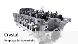  Presentation with motor engine - Audience pleasing slide set consisting of used car motor head engine backdrop and a white colored foreground