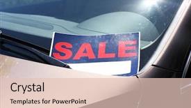  Presentation with windshield - Amazing PPT theme having used cars - sale sign on windshield backdrop and a lemonade colored foreground