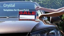  Presentation with windshield - Colorful theme enhanced with used cars - sale sign on windshield backdrop and a ocean colored foreground