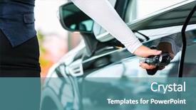  Presentation with auto dealership - Audience pleasing PPT layouts consisting of used cars - seller or car salesman backdrop and a teal colored foreground