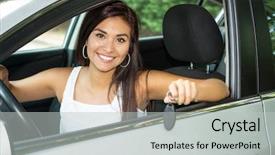  Presentation with keys - Beautiful theme featuring used cars - teen holding up keys backdrop and a light gray colored foreground