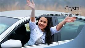  Presentation with teen - Audience pleasing slides consisting of used cars - teen in a car getting backdrop and a light blue colored foreground