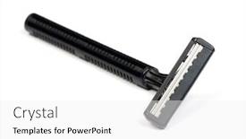  Presentation with razor - Colorful slide set enhanced with used-disposable-shaving-razor-isolated backdrop and a white colored foreground