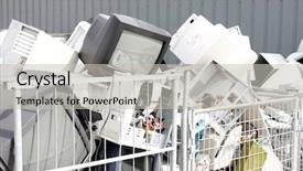  Presentation with electronics - Audience pleasing PPT theme consisting of used electronics such as tvs backdrop and a light gray colored foreground