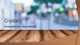  Presentation with wooden board empty table top - PPT theme having used for display or montage background and a light blue colored foreground