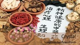  Presentation with ancient medicine - Colorful slides enhanced with used in alternative herbal medicine backdrop and a coral colored foreground