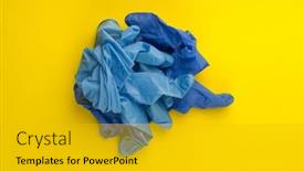  Presentation with medical waste - PPT theme featuring used-medical-glove-on-yellow background and a gold colored foreground