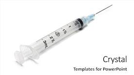  Presentation with medical procedure simulation using blood - Amazing slides having used medical syringe and needle backdrop and a white colored foreground