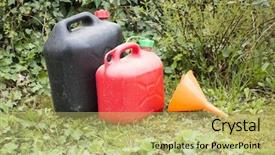  Presentation with funnel - Presentation design with used oil - image of two canister background and a yellow colored foreground