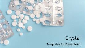  Presentation with packaging - Theme consisting of used packaging of pills isolated background and a light blue colored foreground