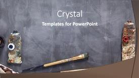  Presentation with paint art - PPT theme with used-paintbrush-and-tubes background and a gray colored foreground