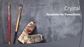  Presentation with paint art - Audience pleasing slide set consisting of used-paintbrush-and-tubes backdrop and a gray colored foreground