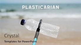  Presentation with cleanup - PPT theme enhanced with used-plastic-bottle background and a mint green colored foreground