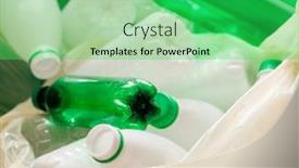  Presentation with bottles - Presentation theme with used-plastic-bottles-in-close background and a shamrock green colored foreground